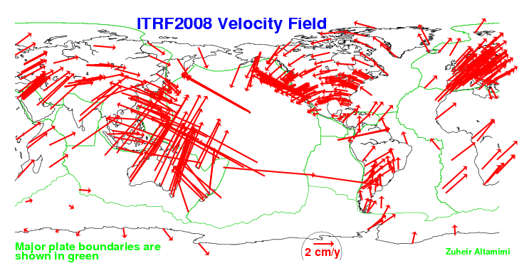 ITRF2008 velocity field